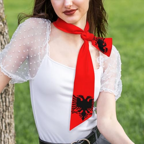 Women'S Fashion Scarf Albania Albanian Flag Hair Satin Scarf Bandanas Headscarf Wrap Breathable Lightweight Neck Scarves For Handbag Accessories4