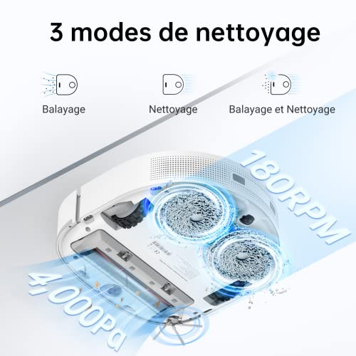 Dreame W10 Robot Aspirateur Laveur 4000 Pa avec Station de Nettoyage Automatique, Balayage, Nettoyage, Lavage et Séchage 4 en 1, Superbe Navigation Lidar, pour Poils Animaux, Sol Dur,Tapis,Alexa/App - Image 3