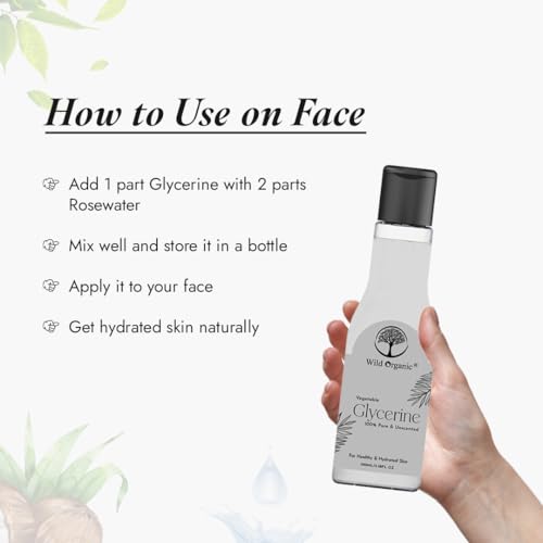 Image of WILD ORGANIC Pure & Unscented Vegetable Glycerine For Healthy Skin, Hydration & Moisturizing 100Ml Liquid