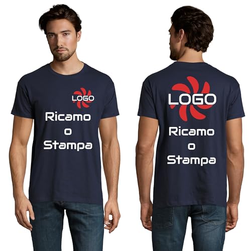 T-Shirt Personalizzata 100% Cotone – Maglietta con Stampa e Ricamo Logo Aziendale o Idea Regalo – Unisex, 150 g/m², Disponibile in Vari Colori