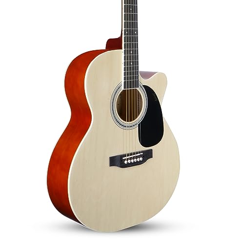 Image of Juarez JRZ40C /NAT 40-Inch Cutaway Acoustic Guitar with Dual Action Truss Rod, Gigbag, Picks, String Set, Strap - Natural