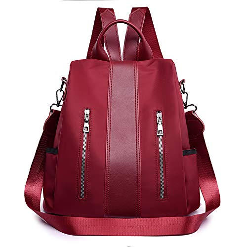 TXVSO Mujer Mujer Mochila Mochila Hombro Escuela Bolsa portátil antirrobo Impermeable Oxford Tela, Rojo