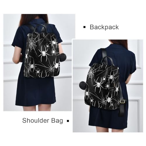 Sac à dos femme toile d'araignée blanche à fermeture éclair
