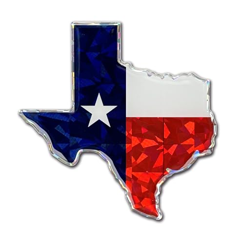 Elektroplate Shape of Texas State Flag Automotive Reflective Domed Decal (3.25” x 3.25”) | Premium 3D All-Weather Vinyl Sticker for Car, Water Bottle, Laptop, Phone & More | Made in The USA