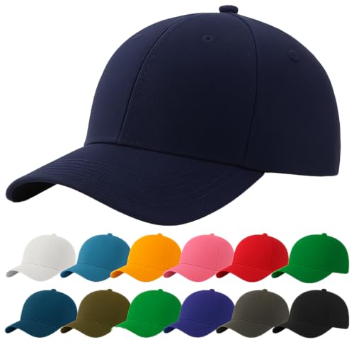 4sold Casquette Baseball Snapback Hip Pop Couleur Unie Ajustable 6 Panneaux Taille Unique Golf Hat Motorcycle Trucker Cap - Homme Femme (Navy Blue)