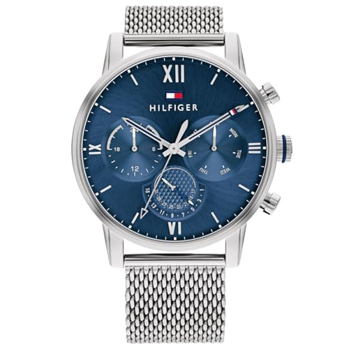 Tommy Hilfiger Reloj Analógico de Cuarzo Multifunción para Hombre con Correa de Malla de Acero Inoxidable Plateada - 1791881 Tommy Hilfiger Reloj Analógico de Cuarzo Multifunción para Hombre con Correa de Malla de Acero Inoxidable Plateada - 1791881