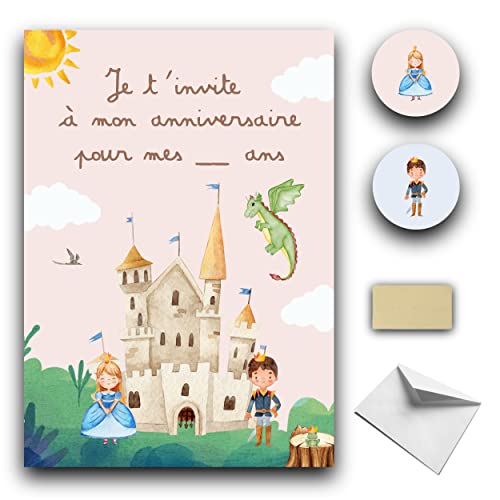 RXLITE NOUVEAUTE 2024 Kit créatif de 10 Cartes d'invitation anniversaire à gratter thème prince...
