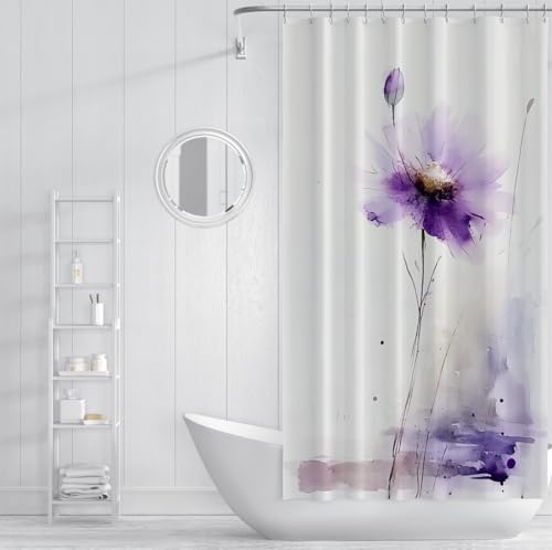 Rideau douche marguerite violette 100x180cm imperméable en polyester