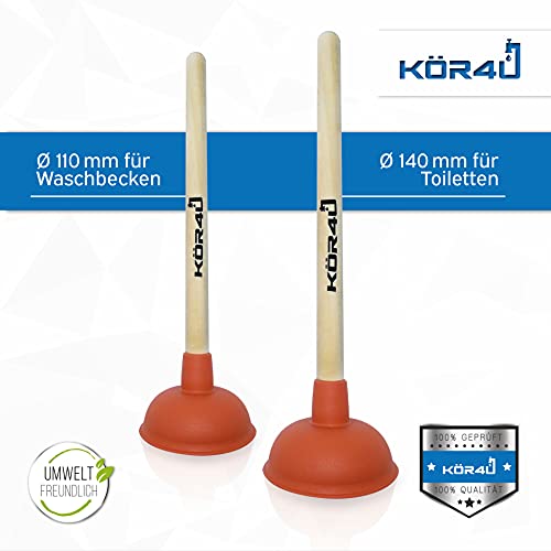 kör4u Afvoerreiniger, afvoerreiniger 110 mm optimaal geschikt voor het toilet, ontstopper voor badkamer, keuken, douche en toilet, met sterk zuigvermogen - Afbeelding 3