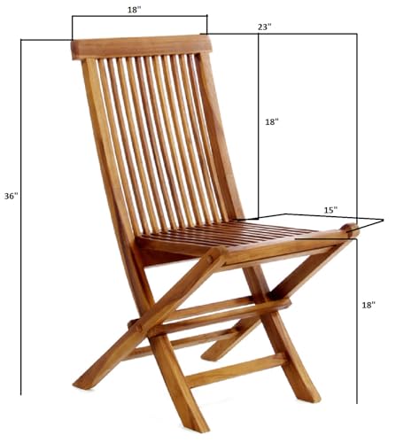 All Things Cedar TE90-22 Teak 9-Piece Extension Patio - Table & 8 Folding Chairs Dining Set For Outdoor & Indoor Events thumb #5