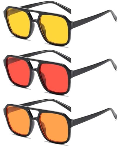 Image of Retro 70s Square Aviator Sunglasses Women Men Vintage Rectangle Sunglasses Flat Frame Trendy Shades