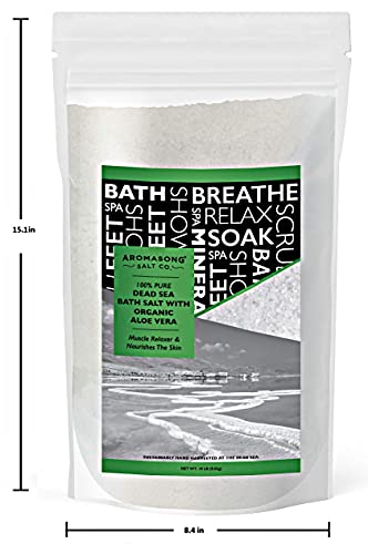 Dead Sea Salt with Organic Aloe Vera, Spa Bath Salts, 19 Lbs Fine Grain Large Bulk resealable Pack, 100% Pure & Natural, Used for Body wash Scrub, Soak for Women & Men for Tired Muscles & Skin Issues… - Image 6