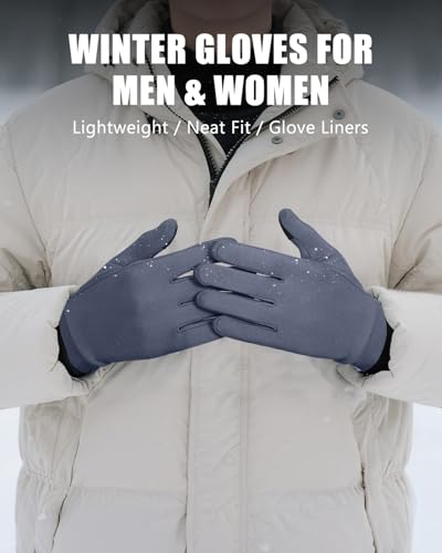Image of Aegend Lightweight Winter Gloves for Men Women, Warm Running Gloves Touchscreen Thermal Glove Liners for Cold Weather Driving, Cycling & Hiking, Non-Slip, Elastic Cuff, Stretchy, Durable