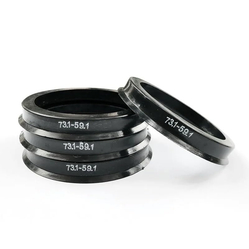 ASYUIHUUY Anillos Centradores Llantas 4 Piezas De Rueda Coche Plástico Negro 73,1 A 57, Mm, A 56, Anillos Centrado Cubo, A 64, Accesorios For(73.1-66.6 mm)