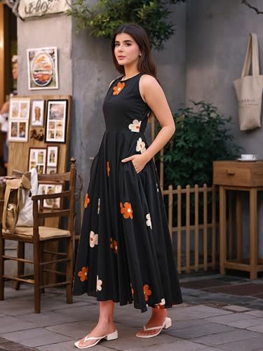 Image of ANNI Designer Dress for Women Stylish | One Piece Dress for Women Long | Indo-Western Ethnic Gown | Sleeveless|Stylish & Comfortable, Perfect for Every Occasion