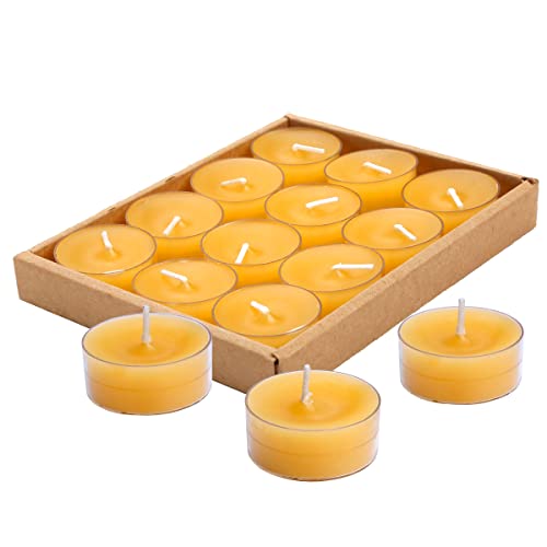 Ljqizn 12Pcs Natural Beeswax Tealight Candles Handmade Decorative Unscented Pure Beeswax Tea Lights（ Perfect For Birthday Party ,Wedding, Spa, Home Decor) #TOP1