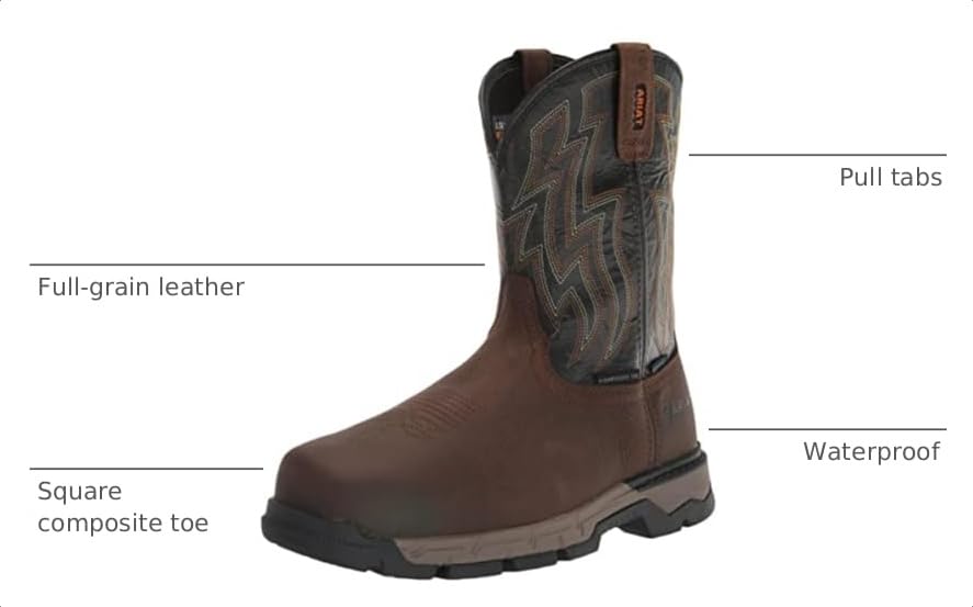 Image of Ariat Rebar Flex Western Waterproof Composite Toe Work Boots - Men's Square Toe Western Work Boot