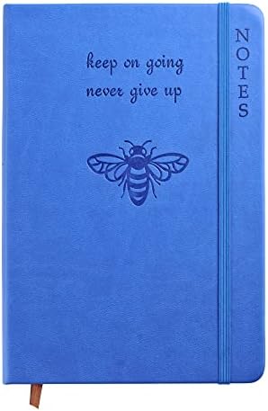 Tphox Lined Medium Notebook/Journal A5-Hardcover 200 Pages, 100 Sheets Ink-Proof Paper, Elastic Closure & Bookmark (Blue)