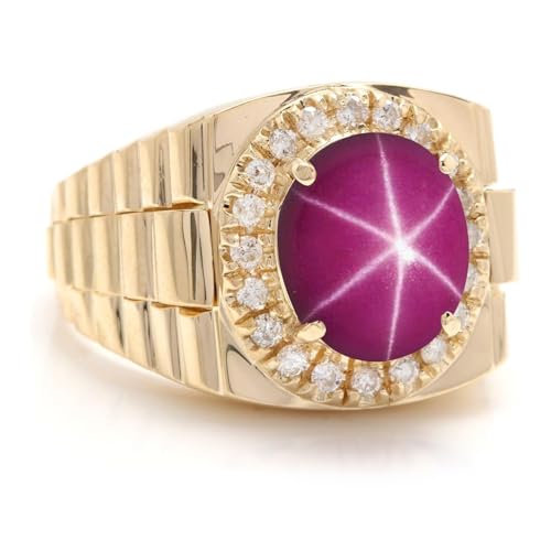 3ct Mens Gemstone Ring 10K 14K 18K Real Gold Oval Cut Gemstone Ring for Men Engagement Anniversary Promise Rings for Husband Dad Boyfriend Father’s Day Valentine's Day Gift2