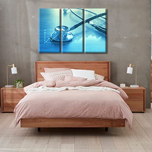 Image of TUMOVO Medical Examination Modern Home Decor 3 Panels Medical Pictures Canvas Wall Art Clinical Laboratory for Bedroom, Living Room, Office. Stretched and Framed Ready to Hang, 60 inch Wx40 H