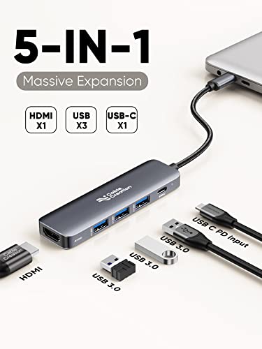 Usb C Hub, Cablecreation 5-In-1 Usb C To Hdmi Multiport Adapter, 100W Pd, 3 Usb 3.0 Ports For Macbook Pro, Macbook Air M1/M2, Ipad Pro, Surface Pro, Xps #TOP1