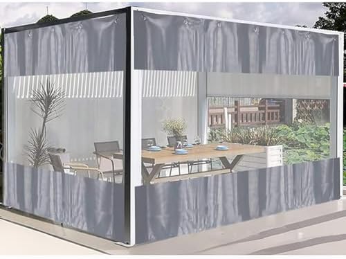 Waterproof Outdoor Tarp Curtains with Grommets - Durable PVC Plastic Side Panels for Pergola, Patio, Porch, Garden Privacy Screen - 4x3m Weather-Resistant Partition