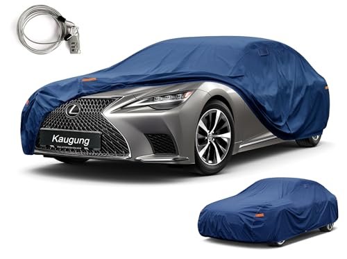 Image of Kaugung Custom Fit Sedan Car Cover for Lexus LS LS400 LS430 LS460 LS600HL LS500, Heavy Duty Waterproof All Weather Outdoor Protection, Breathable Full Exterior Cover with Vent, Rain Sun Snow UV Proof