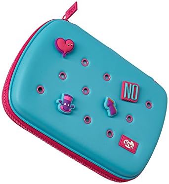 Tinc Hard Top Pencil Case with Holes for Collectible Buds Characters for Kids | For School & Home - Large Storage Compartments - Personalise Your Pencil Case - Blue Colour | Robust Heavy Duty Pink Zip