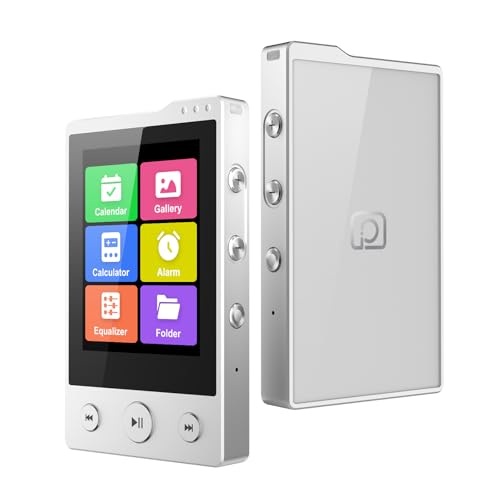 64GB MP3 Player with Sturdy Build & Durable,Aluminum Alloy,Phinistec Portable Mini Bluetooth Music Player with FM Radios,50 Hours Long Battery Life,2.4' Touchscreen,Up to 256GB