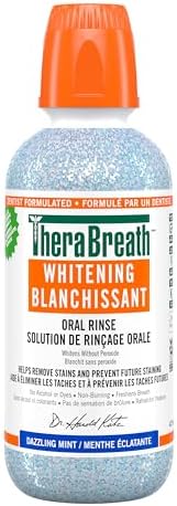 TheraBreath Whitening Mouthwash | Dentist Formulated Mouthwash for Stain Removal & Brighter Teeth | Helps Whiten & Prevent Future Stains | Alcohol-Free & Dye-Free | Dazzling Mint | 473 mL