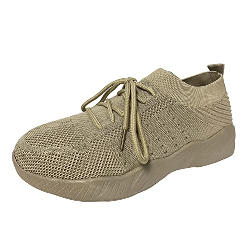 Zapatillas de deporte ortopédicas para mujer Zapatillas de running para mujer Zapatillas de running mujeres calzado ortopédico cómodo trabajo deportivo de ocio tenis basquette, Caqui D, 37 EU