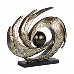 Touch of Class Contemporary Earths Motion - Aged Gold - Table Sculpture Art Decor - Modern Abstract Aesthetic, Swirling Design, Orb Center - Made of Resin, 12 Inches High, 15 Inches Wide - Image 5
