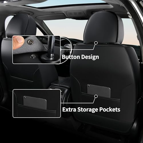 Image of FLORICH 2pcs Car Seat Covers Front Set, Black Car Seat Cover, Breathable Premium Leather Seat Covers, Automotive Vehicle Seat Covers for Cars Trucks Vans SUVs Sedans (2 Packs, Black)
