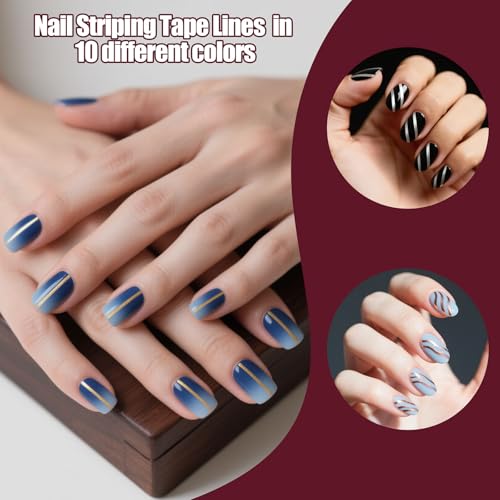 Image of Artdone Nail Striping Tape Lines Kit With Nail Art Pens Dotting Tools And Liner Brushes For Gel Polish Small Detail Drawing Design Paint