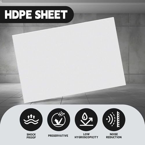 Image of Threehoney 1 Pcs White Hdpe Sheet 1 /4 inch Thick 12 x 16 Inch, HDPE Plastic Sheet High Density Polyethylene Board Flexible Solid Plastic Block for DIY Projects Crafts Machining Home