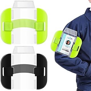 2 pcs Armband ID Card License Badge, Security License Badge Holder, Arm Badge Holders, for Emergency Workers Security Staff Doorman, Black+Fluorescent Green