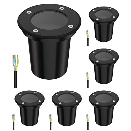 ledscom.de Luminaria empotrada en el suelo BOLI, para exteriores, IP67, negra, redonda, 108mm Ø, 1 x GU10 max. 15W, 6pcs Cover