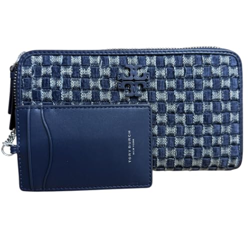 Tory Burch Women's Thea Denim Zip Continental Wallet With ID Card Case (Denim/Tory Navy)