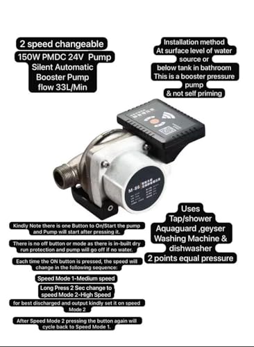 Image of Flojoy Intelligent 2 Speed 150W Silent Automatic Hot & Cold Water Recirculating Permannent Magnet Booster Pump 24V 33L /Min With 220V Ac Adapter for (2 Points Equal Pressure At A Time)