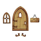 Orderking Beliebteste Wichteltür, Feentür, Elfentür aus Holz Zum öffnen mit Lustigem Wichtel,Spielhausdekorationstür Basteltür 3D-Deko zur Selbstmontage Elfentür Wichteltür Set (Wichteltür A)