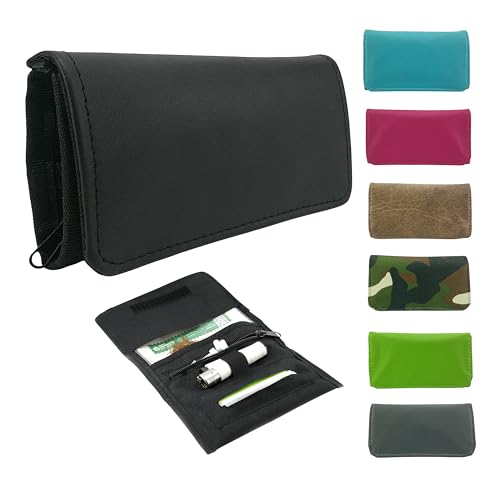 Tabaquera Tabaco De Liar | Fabricado En España | Pitillera Tabaco De Liar | Pitillera de cuero | Sintético y Lona | Cartera Estuche Elegante | Resistente y Duradera (Negro)