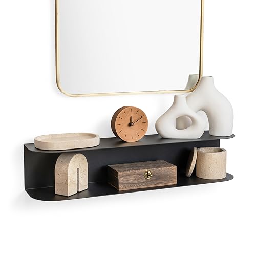 etterr | Consola Recibidor de Entrada Flotante 70 cm • Estante metálico de Pared/repisa Invisible de Doble Nivel • Balda Mesa Consola para vestíbulo y Hall • Estantería Mural Estrecha para Pasillo