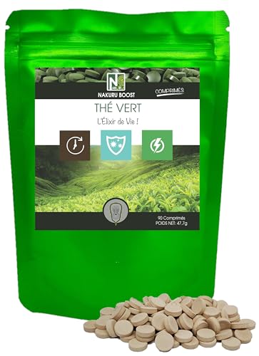 NAKURU | Thé Vert | Gamme Boost | Fabriqué en France | L'Élixir de Vie! (90 Comprimés de 530mg / Poids Net: 47,7g)