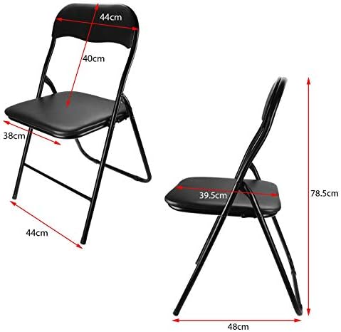 ALBERT AUSTIN Deluxe Folding Chair Faux Leather Padded with Heavy Duty Steel Metal Frame, Folding for Office Chair, Computer Desk Chairs, Home Office, Camping Chairs