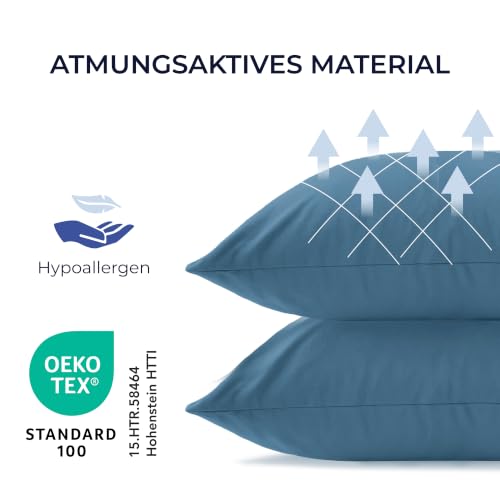 Dreamzie - Kissenbezug 40 x 80cm - 2er Set - 100% Baumwolle - Blau – Ansicht 3