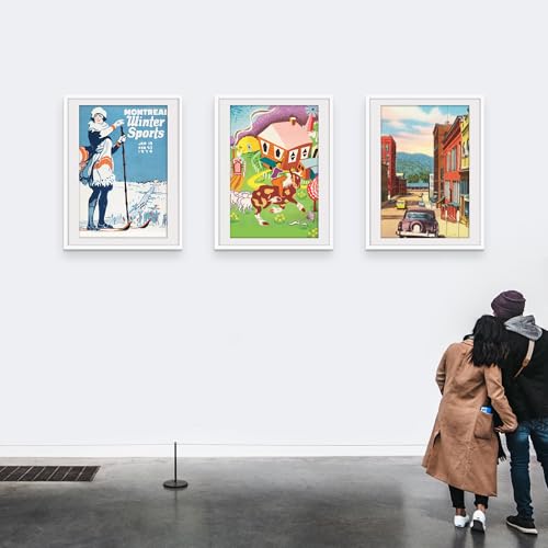 Picrit 30x40 Picture Frame 3 Pack, White Poster Frame, Display Poster 24 x 36 with Mat or 30 x 40 without Mat for Horizontal or Vertical Wall Mounting