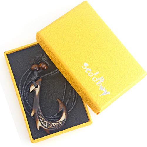 Hawaiian Fish Hook Pendant Hemp Cord Adjustable Chain - Maori Tribal Necklace4