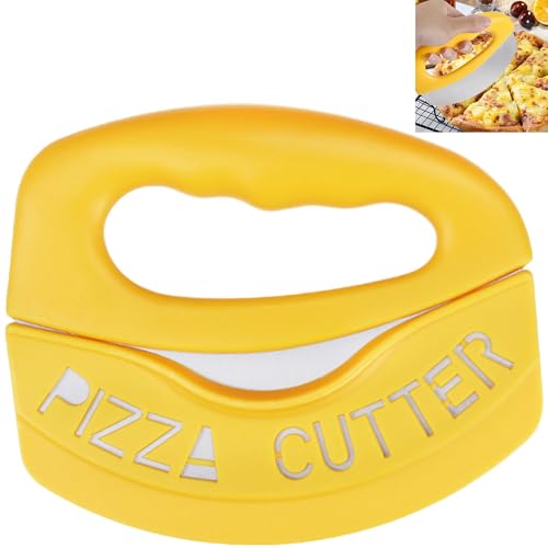 Smaoqingji Cortador Pizza Cutter Corta De Cortapizzas - 1 Pieza, Amarillo, Cuchillo Cortapizzas con Funda Protectora, Para Cortar Pizza, Pastel, pan Otras Cosas, También Adecuado Cortador de Hierbas