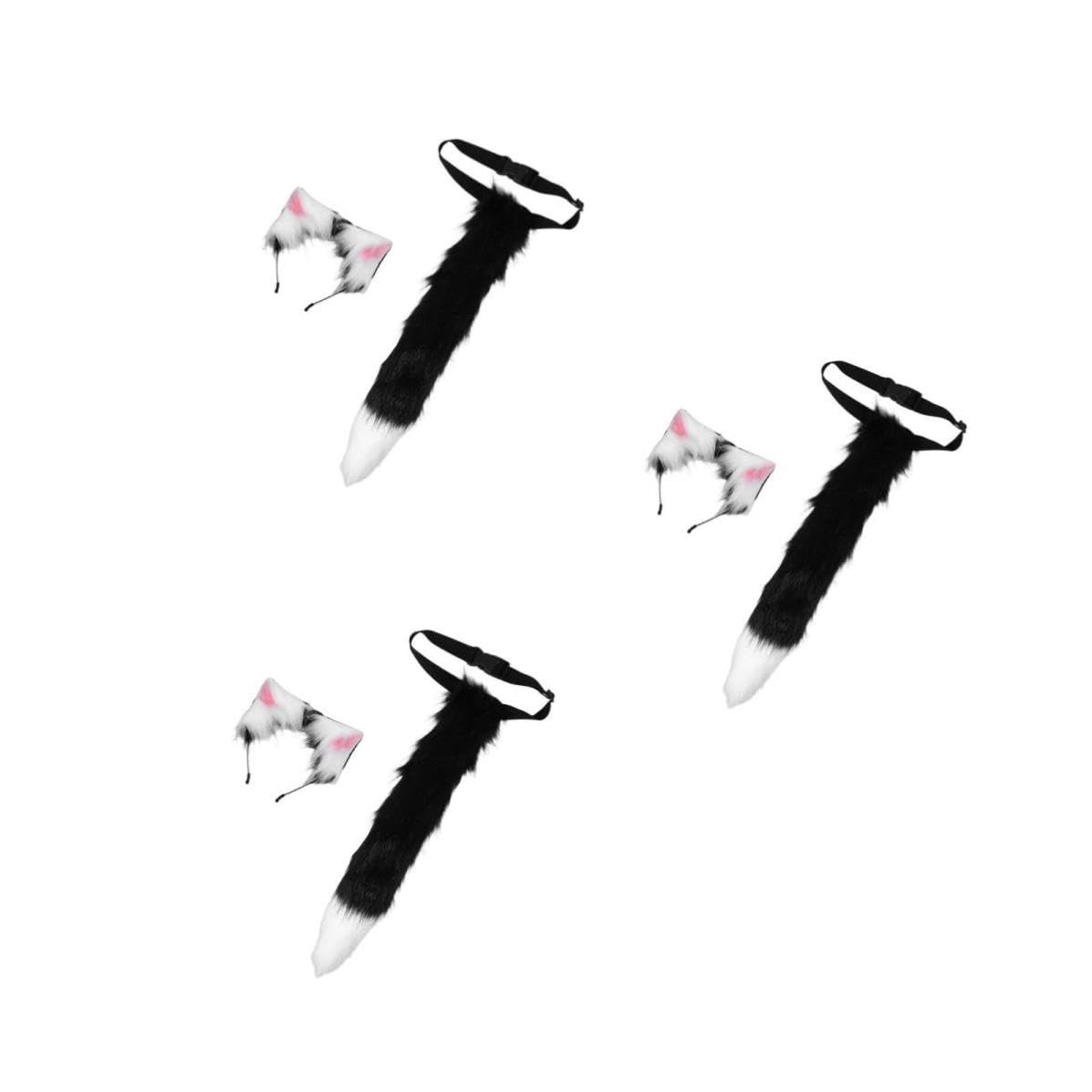 Tofficu 3 Juegos Diadema Orejas de Gato y de Felpa Negra Ligera y Cómoda para Disfraces de Halloween en Fiestas Temáticas y Cosplay para Niñas