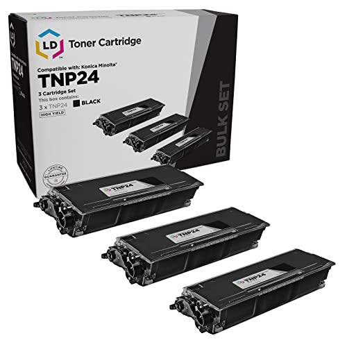 LD Compatible Toner Cartridge Replacement for Konica Minolta Bizhub 20 TNP-24 High Yield (Black, 3-Pack)